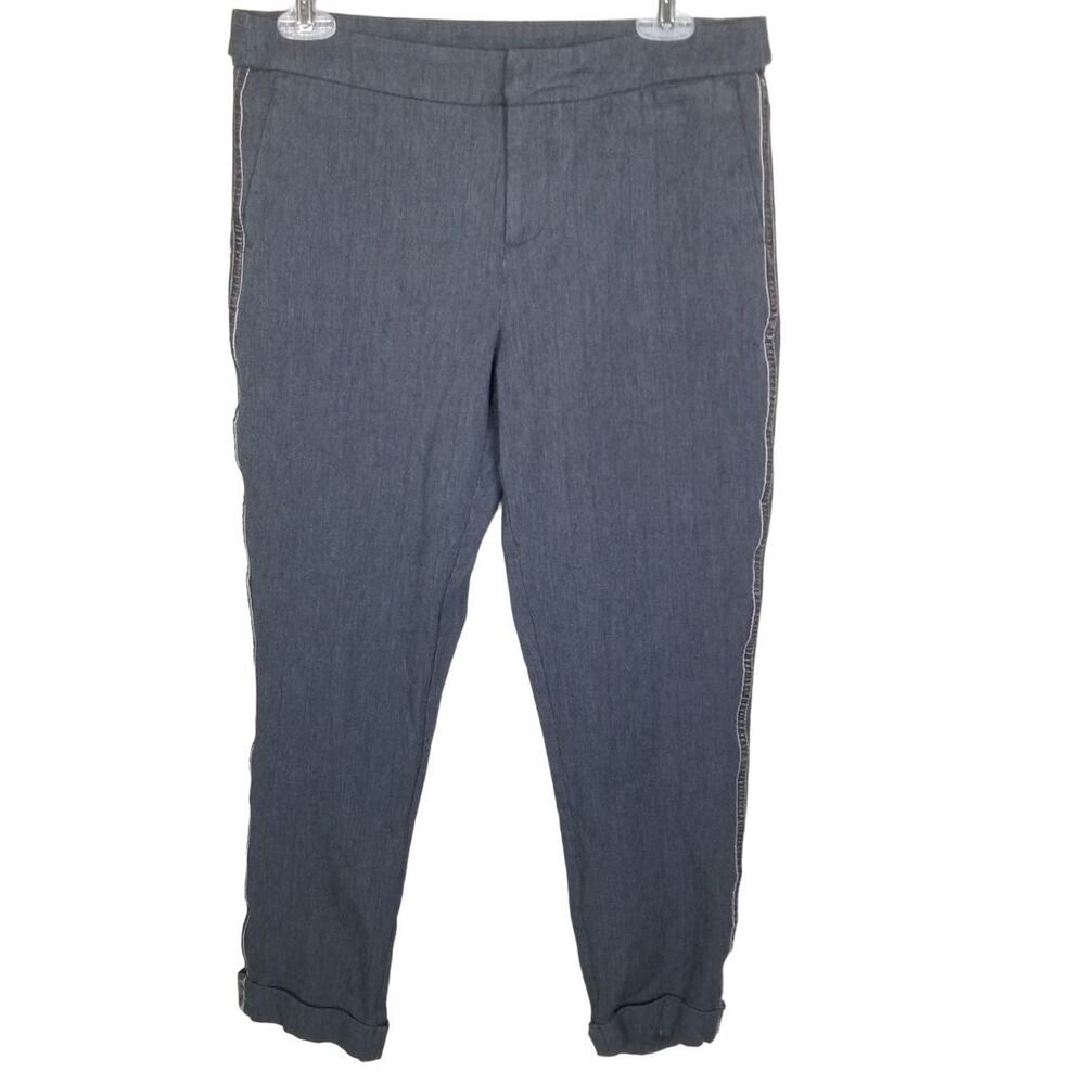 Sundance Womens Velvet Stripe Cropped Trousers Pants Size 6P Minimalist Stretch